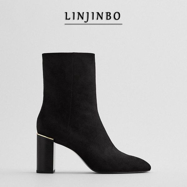 boots black suede high heels women chunky heel ankle for side zippers short female autumn/winter 2021
boots black suede high heels women chunky heel ankle for side zippers short female autumn/winter 2021