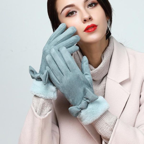 five fingers gloves womens touch screen winter fashion bow ladies cold proof warm mittens cashmere female wrist gift, Blue;gray
five fingers gloves womens touch screen winter fashion bow ladies cold proof warm mittens cashmere female wrist gift, Blue;gray