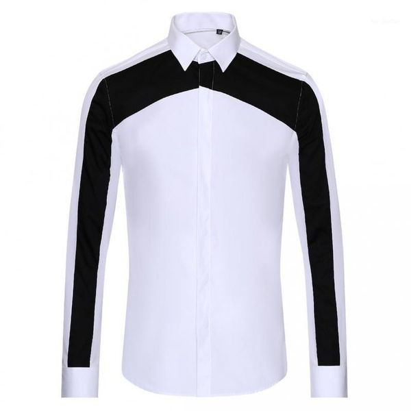 men's casual shirts minglu black white splicing mens luxury long sleeve dress slim fit male 3xl1, White;black
men's casual shirts minglu black white splicing mens luxury long sleeve dress slim fit male 3xl1, White;black