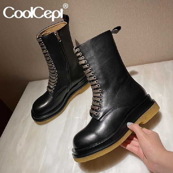 coolcept genuine leather women boots cross strap flats winter shoes woman zipper fashion office lady daily footwear size 34-40, Black
coolcept genuine leather women boots cross strap flats winter shoes woman zipper fashion office lady daily footwear size 34-40, Black