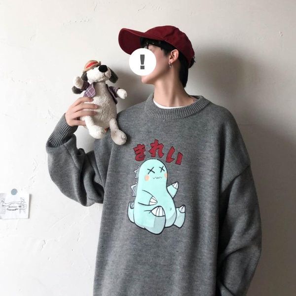 men's sweaters 2021 trend korean version loose thick autumn and winter jacquard cartoon round neck couple casual knitted pullover sweat, White;black
men's sweaters 2021 trend korean version loose thick autumn and winter jacquard cartoon round neck couple casual knitted pullover sweat, White;black