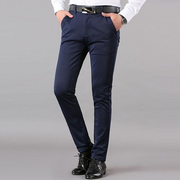 men's pants business men casual suit black dark blue 2 colors spring autumn male middle waist elastic long trousers pantalones hombre
men's pants business men casual suit black dark blue 2 colors spring autumn male middle waist elastic long trousers pantalones hombre