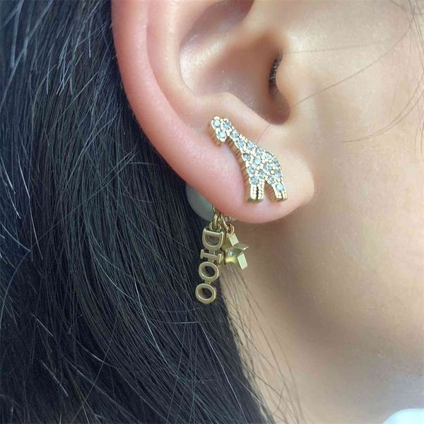 parents neck deer earrings female new back hanging pearl earrings, Golden 
parents neck deer earrings female new back hanging pearl earrings, Golden