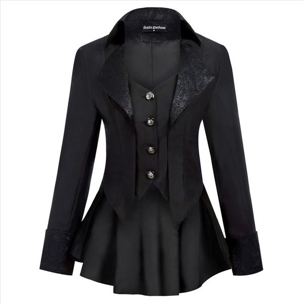 women gothic riding coat renaissance party evening club cool lapel high low hem fit slim solid spring fall retro jacket, Black;brown
women gothic riding coat renaissance party evening club cool lapel high low hem fit slim solid spring fall retro jacket, Black;brown