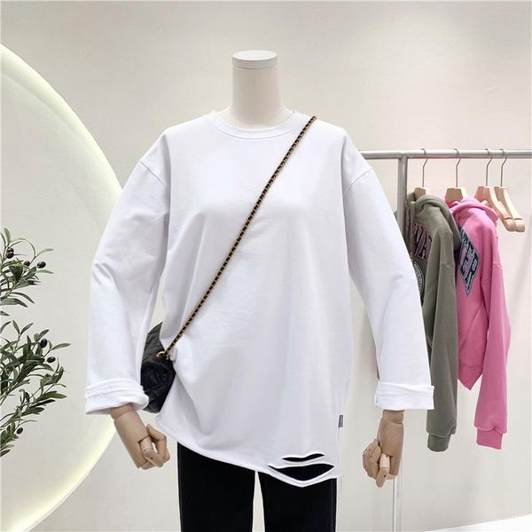 plus size women's fleeced cotton tee shirt long sleeve crewneck hole oversized pullover autumn winter, White
plus size women's fleeced cotton tee shirt long sleeve crewneck hole oversized pullover autumn winter, White