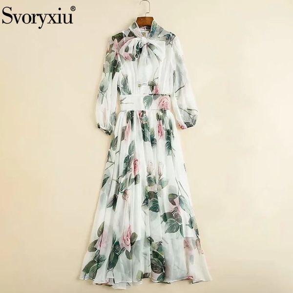 svoryxiu runway designer summer long dress women's elegant bow collar rose flower print bohemian holiday chiffon dresses lj201203, White;black
svoryxiu runway designer summer long dress women's elegant bow collar rose flower print bohemian holiday chiffon dresses lj201203, White;black