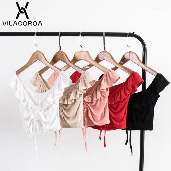 women's tanks & camis summer ruffles solid drawstring sleeveless women show belly button short vest tank color v-neck crop, White
women's tanks & camis summer ruffles solid drawstring sleeveless women show belly button short vest tank color v-neck crop, White