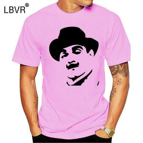 men t shirt hercule poirot t-shirt, White;black