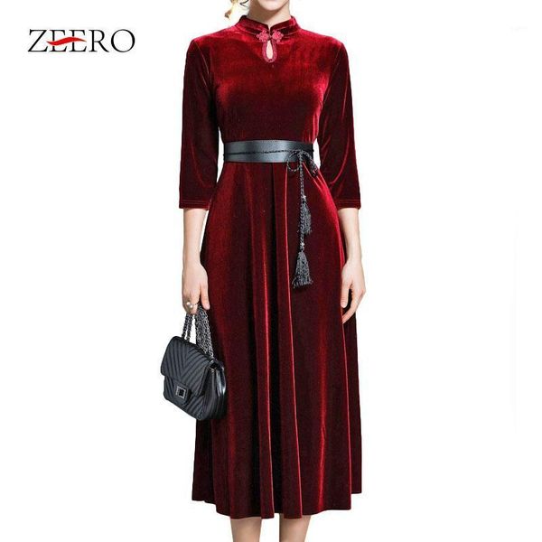 new spring stand collar vintage women dresses o-neck fashion mid elegance gold velvet empire full sleeve sashes slim clothing1, Black;gray
new spring stand collar vintage women dresses o-neck fashion mid elegance gold velvet empire full sleeve sashes slim clothing1, Black;gray