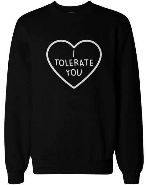 i tolerate you women's cute graphic sweatshirt black crewneck pullover fleece sweater
i tolerate you women's cute graphic sweatshirt black crewneck pullover fleece sweater