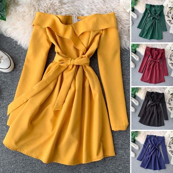women clothes summer dresses for women casual bandage off shoulder party dresses long sleeve swing vestidos1, Black;gray
women clothes summer dresses for women casual bandage off shoulder party dresses long sleeve swing vestidos1, Black;gray