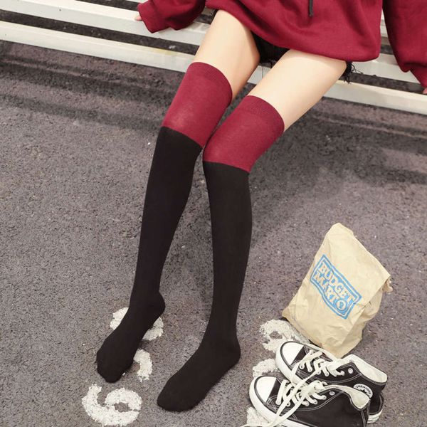 long knee children autumn and winter cotton high tube show thin thigh fashion color contrast trend women's socks, Black;white
long knee children autumn and winter cotton high tube show thin thigh fashion color contrast trend women's socks, Black;white