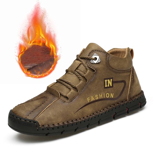 brand winter men's boots warm plush men's snow boots handmade leather men ankle outdoor non-slip shoes size 38-48, Black
brand winter men's boots warm plush men's snow boots handmade leather men ankle outdoor non-slip shoes size 38-48, Black