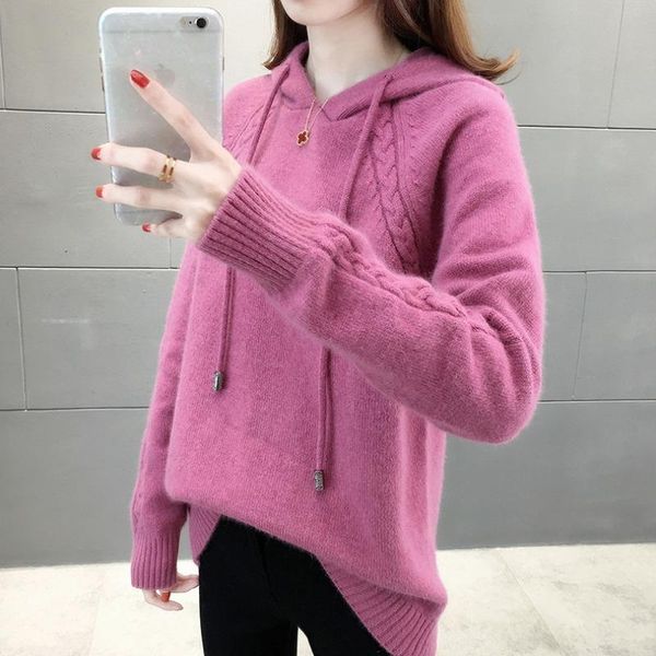 women's sweaters solid color pullover sweater women loose outer wear autumn and winter 2021 all-match long-sleeved hooded top, White;black
women's sweaters solid color pullover sweater women loose outer wear autumn and winter 2021 all-match long-sleeved hooded top, White;black