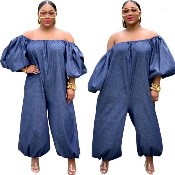 plus size women casual jumpsuits s-4xl slash collar puff sleeve loose denim ankle banded pants rompers for nightclub party1, Black;white
plus size women casual jumpsuits s-4xl slash collar puff sleeve loose denim ankle banded pants rompers for nightclub party1, Black;white