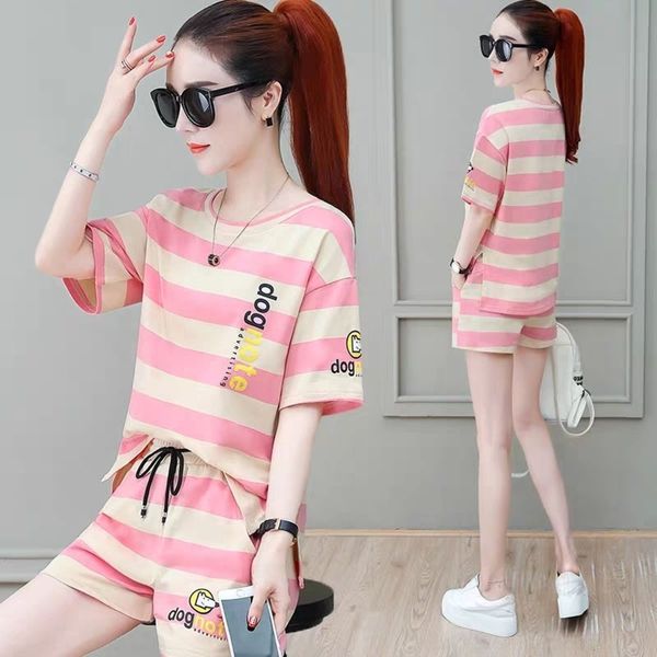 13d8t striped sports suit women's two-piece 2020 new casual short-sleeved shortswomen's loose running shorts summer shortssportswe, Gray
13d8t striped sports suit women's two-piece 2020 new casual short-sleeved shortswomen's loose running shorts summer shortssportswe, Gray