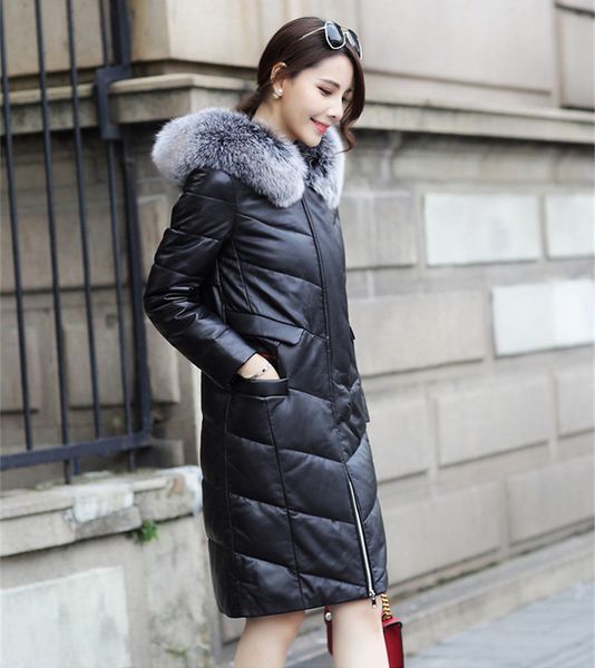 2021 new leather down woman's warm winter coat fake fox fur collar with hood women's jacket wxf204 wlfv, Black
2021 new leather down woman's warm winter coat fake fox fur collar with hood women's jacket wxf204 wlfv, Black