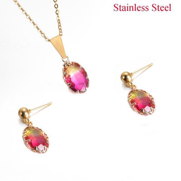earrings & necklace gold plating stainless steel and jewelry sets colorful glass tear drop for women with 20" chain1, Silver
earrings & necklace gold plating stainless steel and jewelry sets colorful glass tear drop for women with 20" chain1, Silver