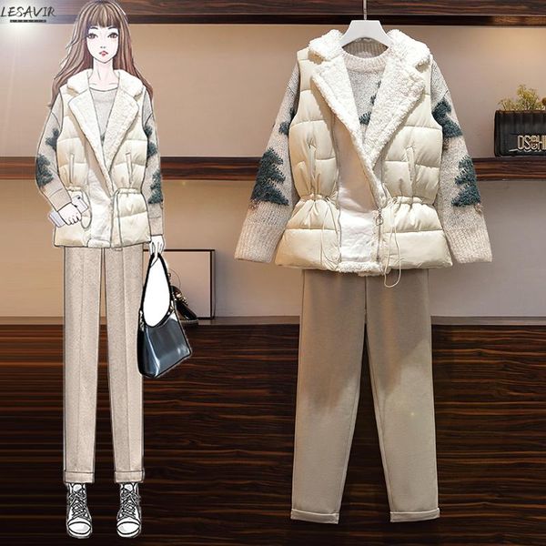 2021 autumn and winter new plus size women's thinner and younger western style sweater fashion vest two-piece suit, Black
2021 autumn and winter new plus size women's thinner and younger western style sweater fashion vest two-piece suit, Black