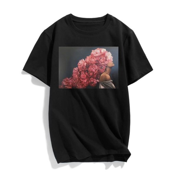 new cotton fashion tshirt woman pink flowers harajuku modern aesthetics art print short sleeve tees casual t shirt sqcbdk dh_bde, White