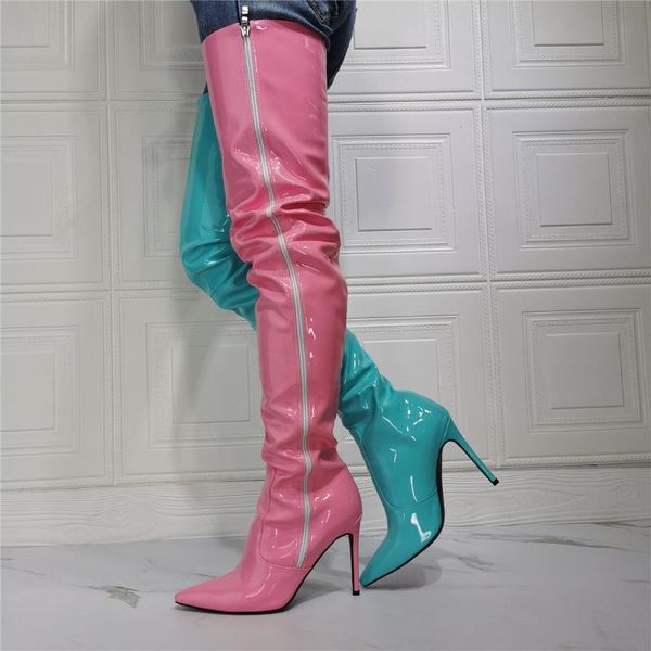 big size 34-47 new brand female boots pink pointed toe stiletto high heels boots overknee high botas women nightclub shoes, Black
big size 34-47 new brand female boots pink pointed toe stiletto high heels boots overknee high botas women nightclub shoes, Black