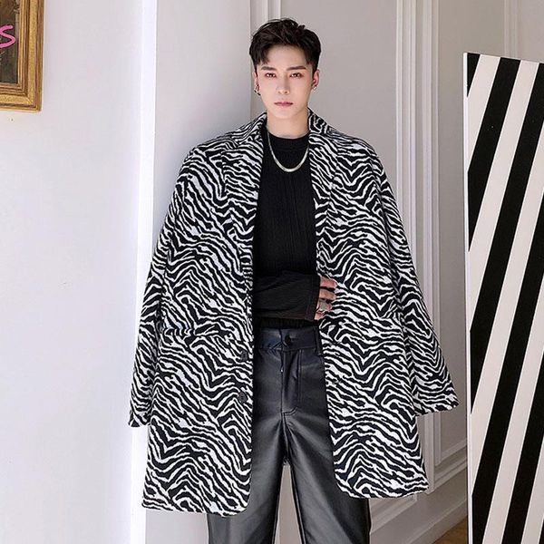 men zebra pattern woolen thicken long suit coat male streetwear vintage fashion jacket outerwear stage clothing, Black
men zebra pattern woolen thicken long suit coat male streetwear vintage fashion jacket outerwear stage clothing, Black