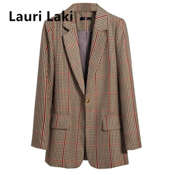lauri laki vintage plaid blazer women winter office ladies jacket coat elegant notched collar long sleeve jacket suits 201102, White;black
lauri laki vintage plaid blazer women winter office ladies jacket coat elegant notched collar long sleeve jacket suits 201102, White;black