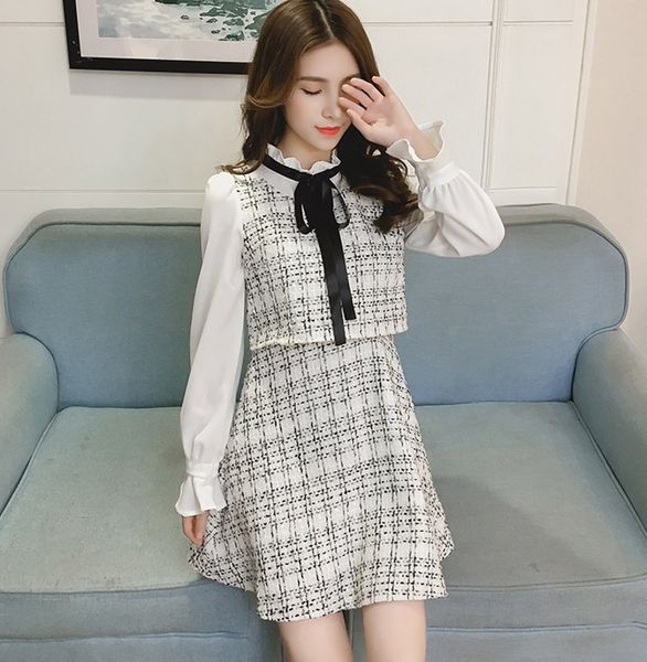 autumn winter new vintage dresses korean women elegant dress party long sleeve runway vestidos lj201203, White;black
autumn winter new vintage dresses korean women elegant dress party long sleeve runway vestidos lj201203, White;black