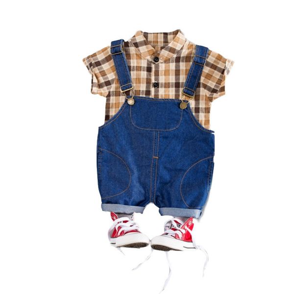 fashion summer toddler infant clothing baby girls boys clothes sets plaid shirt bib pants 2pcs/sets kids children costume suits 1021, White
fashion summer toddler infant clothing baby girls boys clothes sets plaid shirt bib pants 2pcs/sets kids children costume suits 1021, White