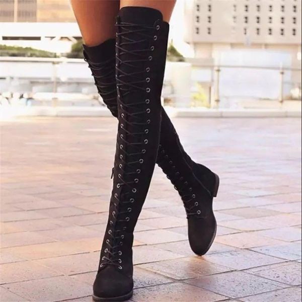 women over the knee boots woman long boots autumn winter women's suede cross tied shoes female low heel shoes bis size, Black
women over the knee boots woman long boots autumn winter women's suede cross tied shoes female low heel shoes bis size, Black