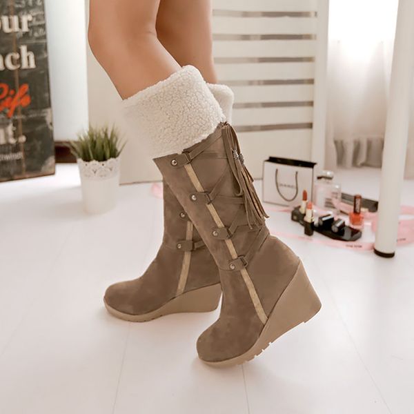women snow boots black brown wedges high heel platform fur winter knee high boots women thick flock warm long shoes botas lj201130
women snow boots black brown wedges high heel platform fur winter knee high boots women thick flock warm long shoes botas lj201130