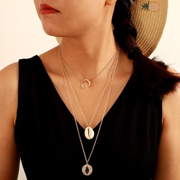 fashion chians choker conch moon multi layer necklace women crystal round eye collar mujer, Silver
fashion chians choker conch moon multi layer necklace women crystal round eye collar mujer, Silver
