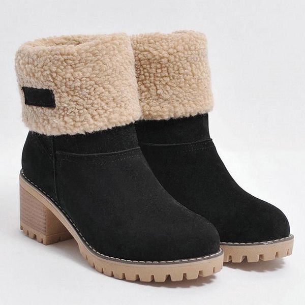 winter ankle boots women square heel snow boots ladies plush warm platform flock shoes female slip-on zapatos de mujer, Black
winter ankle boots women square heel snow boots ladies plush warm platform flock shoes female slip-on zapatos de mujer, Black