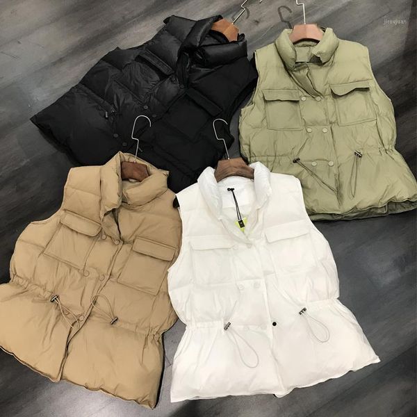 deat 2020 autumn winter new arrivals sleeveless stand collar single breasted buttons white duck down vest women 4421, Black
deat 2020 autumn winter new arrivals sleeveless stand collar single breasted buttons white duck down vest women 4421, Black