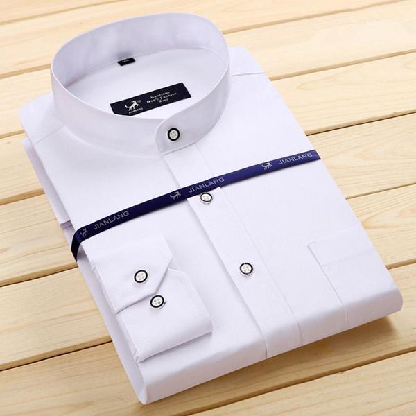 men's shirt new fashion men's stand collar shirt long sleeve solid color single breasted business casual formal1, White;black
men's shirt new fashion men's stand collar shirt long sleeve solid color single breasted business casual formal1, White;black
