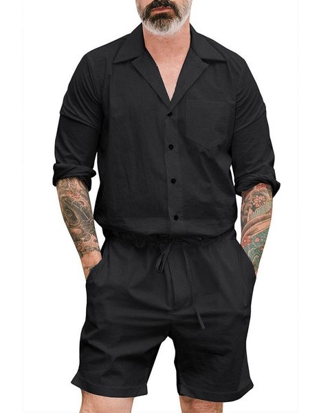 new men's summer jumpsuit cargo short pants set male short sleeve overalls mens rompers single breasted jumpsuits, Gray
new men's summer jumpsuit cargo short pants set male short sleeve overalls mens rompers single breasted jumpsuits, Gray
