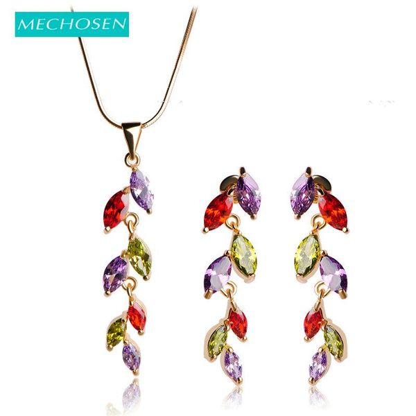 mechosen luxury zircon leaf pendant drop earrings jewelry sets for women bridal wedding gioielli gold copper necklace aretes, Silver
mechosen luxury zircon leaf pendant drop earrings jewelry sets for women bridal wedding gioielli gold copper necklace aretes, Silver