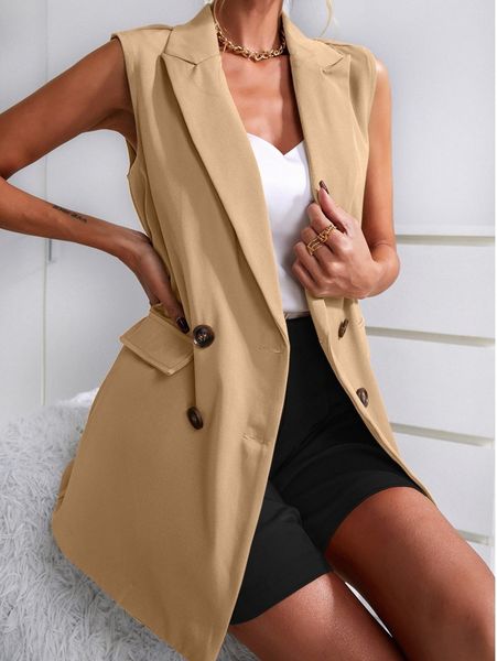 lapel neck double breasted vest blazer v0qm#, White;black
lapel neck double breasted vest blazer v0qm#, White;black