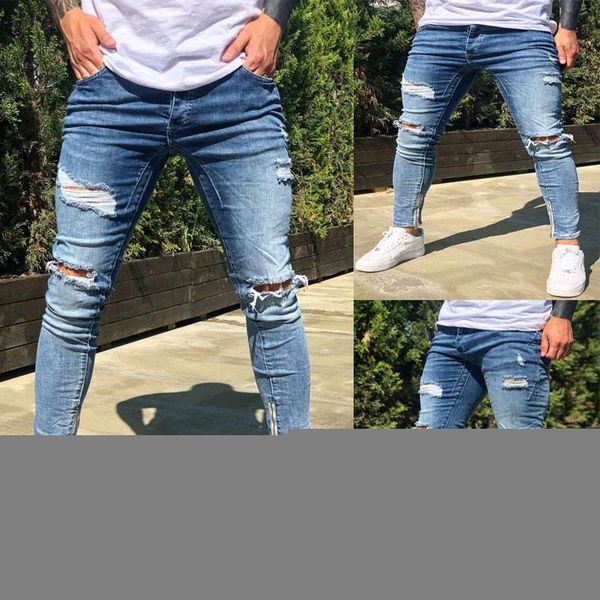 men's jeans men hip hop ripped casual denim hole destroyed ankle stretch small feet, Blue
men's jeans men hip hop ripped casual denim hole destroyed ankle stretch small feet, Blue