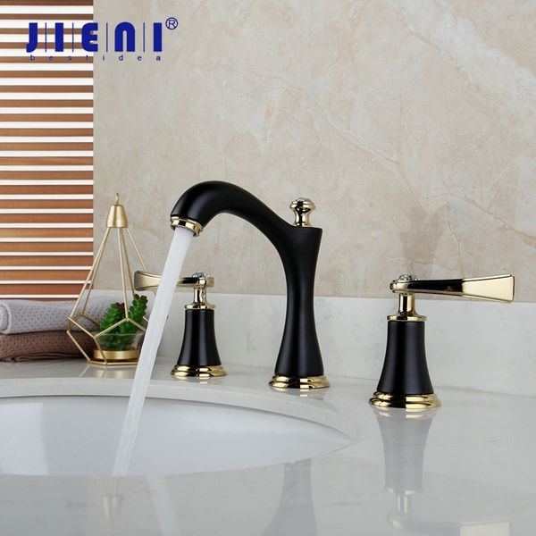 jieni matte black 3 pcs bathroom faucet deck mounted black painting 2 handles diamond bathroom bathtub basin mixer tap faucet
jieni matte black 3 pcs bathroom faucet deck mounted black painting 2 handles diamond bathroom bathtub basin mixer tap faucet