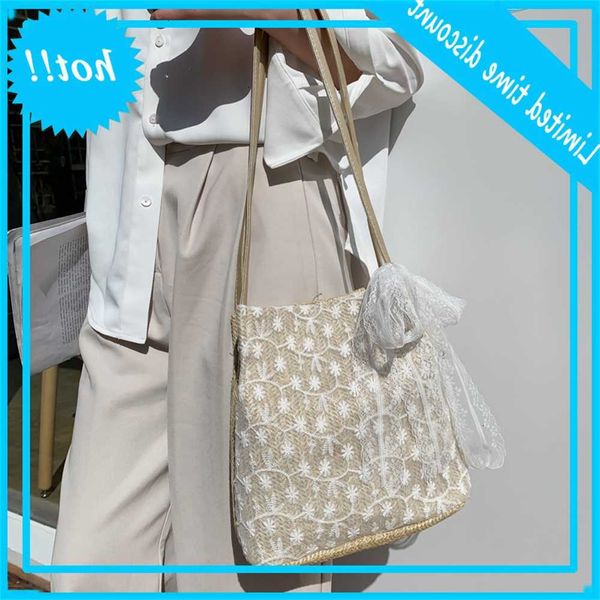 spring and summer fairy lace versatile large capacity bucket portable straw woven women's bag fashionable one shoulder small fresh shop
spring and summer fairy lace versatile large capacity bucket portable straw woven women's bag fashionable one shoulder small fresh shop