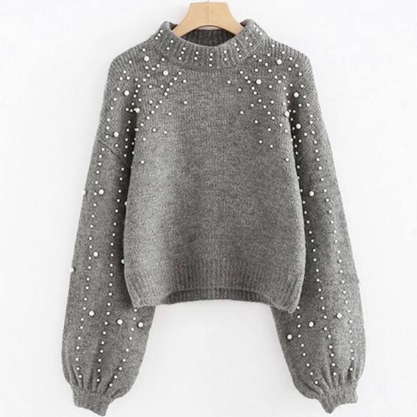 women's sweaters casual pullover sweater thick needle long sleeve o-neck autumn winter loose pearl sweaters#x, White;black
women's sweaters casual pullover sweater thick needle long sleeve o-neck autumn winter loose pearl sweaters#x, White;black