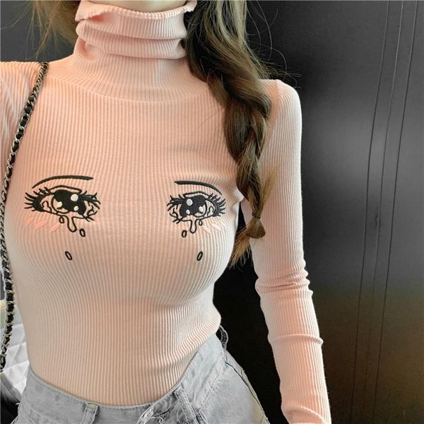 women's sweaters animie girl eyes cute pink sweater women knitted pullover slim turtleneck jumper pull femme jersey mujer, White;black
women's sweaters animie girl eyes cute pink sweater women knitted pullover slim turtleneck jumper pull femme jersey mujer, White;black