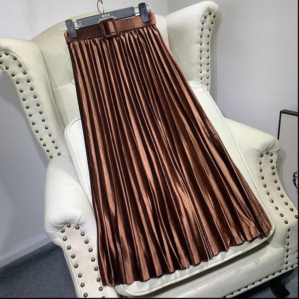 autumn winter skirt womens gold velvet pleated skirt with belt pearl shiny midi long high waist casual a line skirt lady, Black
autumn winter skirt womens gold velvet pleated skirt with belt pearl shiny midi long high waist casual a line skirt lady, Black