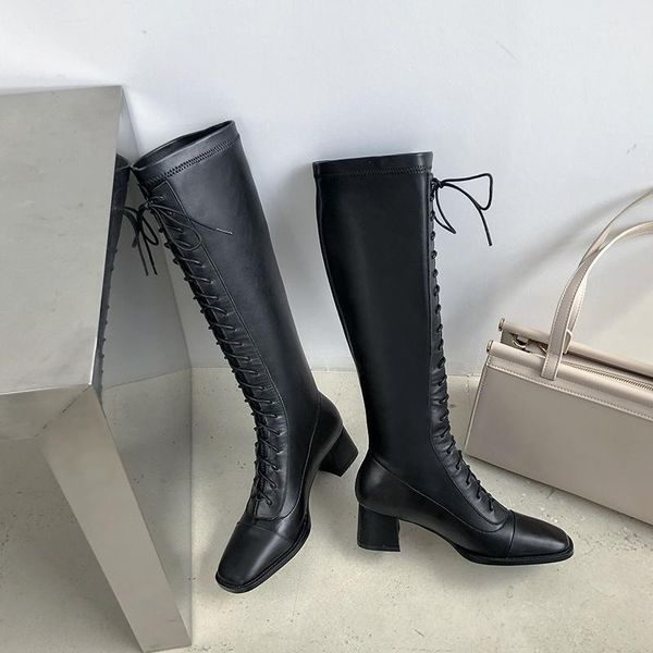new winter knee high boots genuine leather women boots motorcycle lace-up female warm high heels women shoes1, Black
new winter knee high boots genuine leather women boots motorcycle lace-up female warm high heels women shoes1, Black