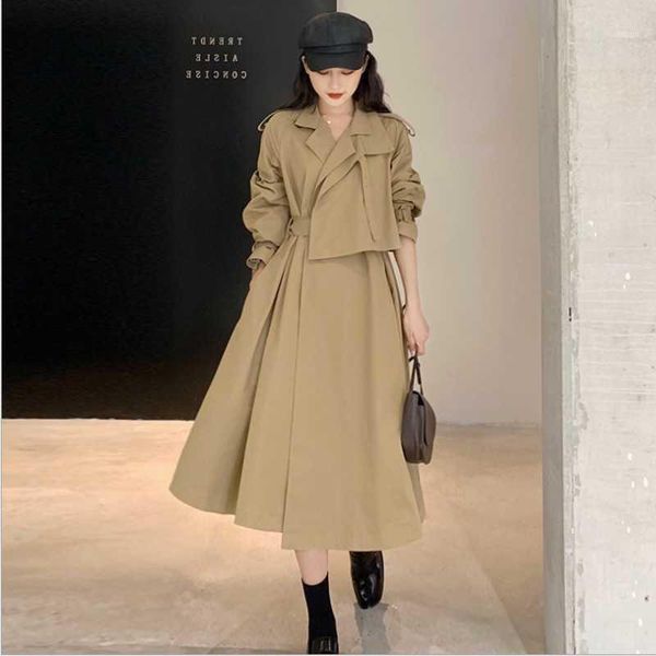 british style was thin women trench 2020 autumn unique double collar multiple wearing style windbreaker fashion long coat1, Tan;black
british style was thin women trench 2020 autumn unique double collar multiple wearing style windbreaker fashion long coat1, Tan;black
