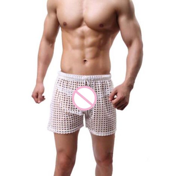 men shorts grid fishnet transparent short fashion see through sleep bottoms sleepwear leisure home wear, White;black
men shorts grid fishnet transparent short fashion see through sleep bottoms sleepwear leisure home wear, White;black