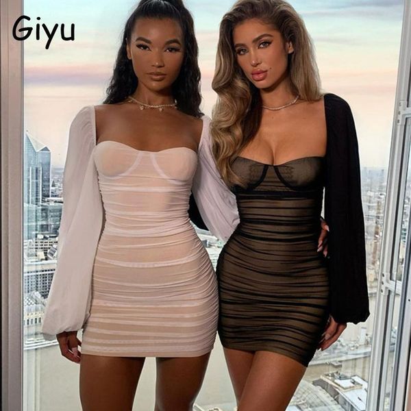 giyu mesh woman dress ruched backless bodycon club party mini dresses 2021 autumn elegant lantern sleeve chiffon vestidos, Black;gray
giyu mesh woman dress ruched backless bodycon club party mini dresses 2021 autumn elegant lantern sleeve chiffon vestidos, Black;gray