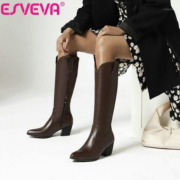esveva 2021 elegant knee high boots autumn winter square heel pu motorcycle boots med heel zipper casual women shoes size 34-431, Black
esveva 2021 elegant knee high boots autumn winter square heel pu motorcycle boots med heel zipper casual women shoes size 34-431, Black