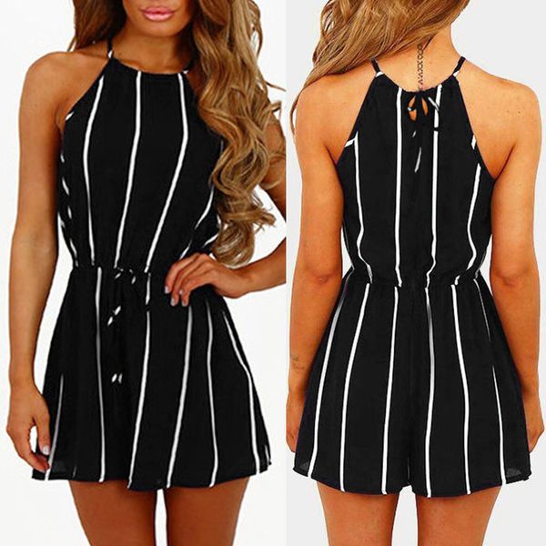 women stripe print romper playsuit off shoulder sleeveless rompers bandage jumpsuit playsuit for summer beach party clothes t200704, Black;white
women stripe print romper playsuit off shoulder sleeveless rompers bandage jumpsuit playsuit for summer beach party clothes t200704, Black;white